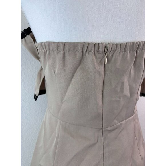 Idem Ditto women's medium tan black ruffle front strapless skirted romper dressy - Picture 7 of 9